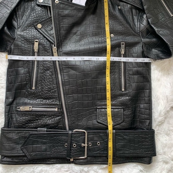 Walter Baker Black and Silver Lamb Skin Leather Motorcycle Jacket - Picture 11 of 12